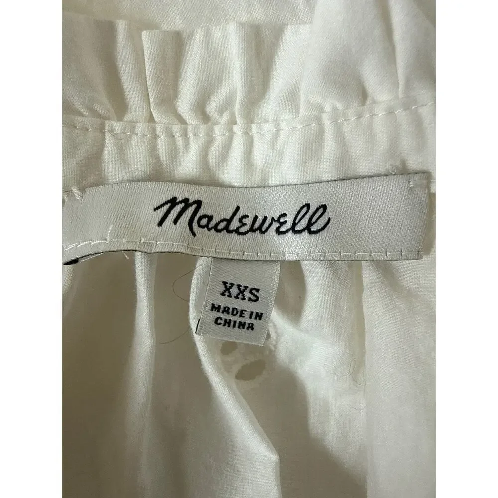 Madewell White Eyelette Scallop Top Womens Size XXS